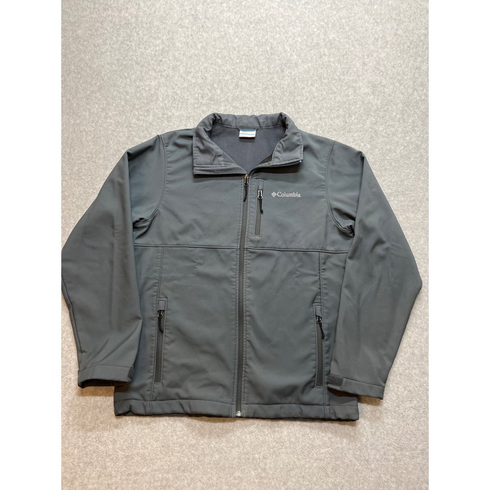Columbia Mens Ascender Softshell Jacket Grey Full Zip Fleece Lined Medium